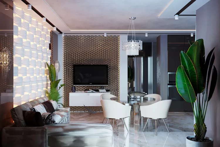 Кухня-вітальня - Дизайн 5-кімнатної квартири в стилі Арт-деко з елементами класики, ЖК Комфорт Таун, 140 м.кв - студія дизайну Redis&Co