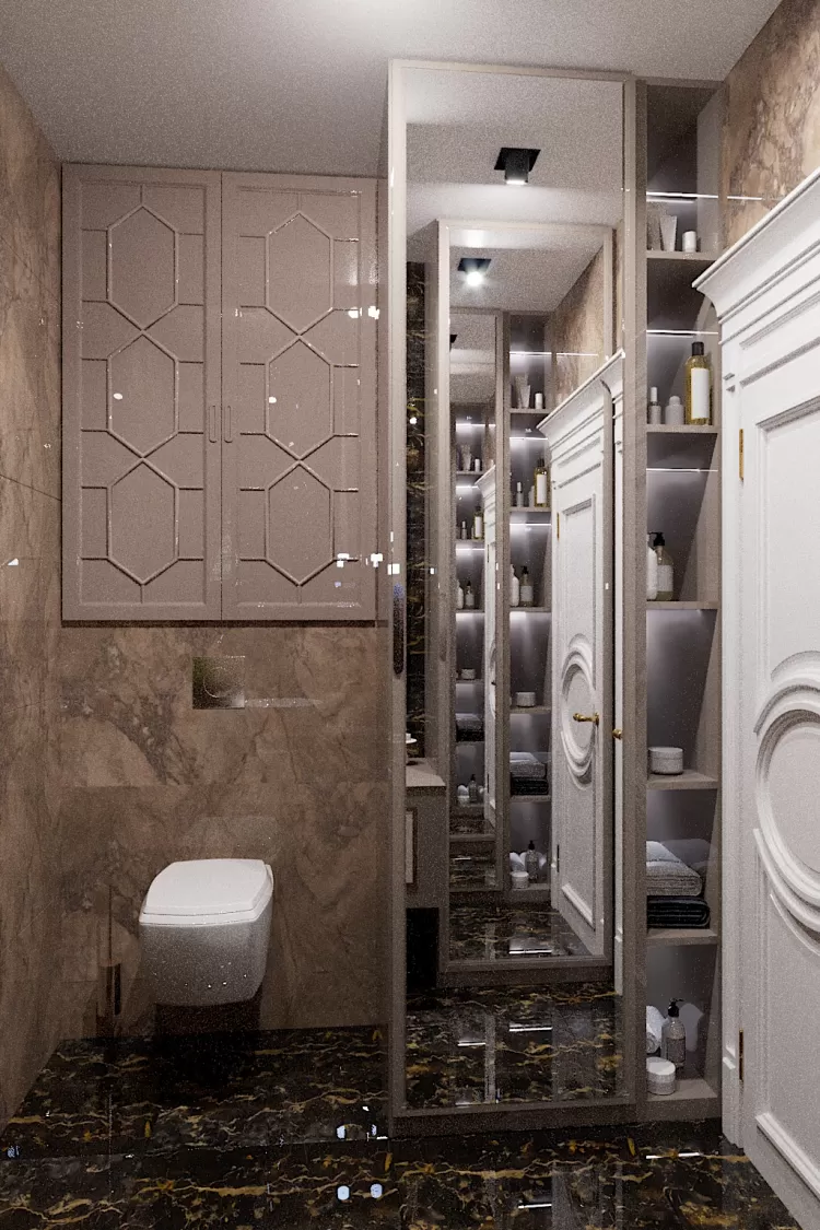 Фото: Санузел-1 – Квартира в стиле Арт-деко с элементами классики, 140  м.кв – 1570