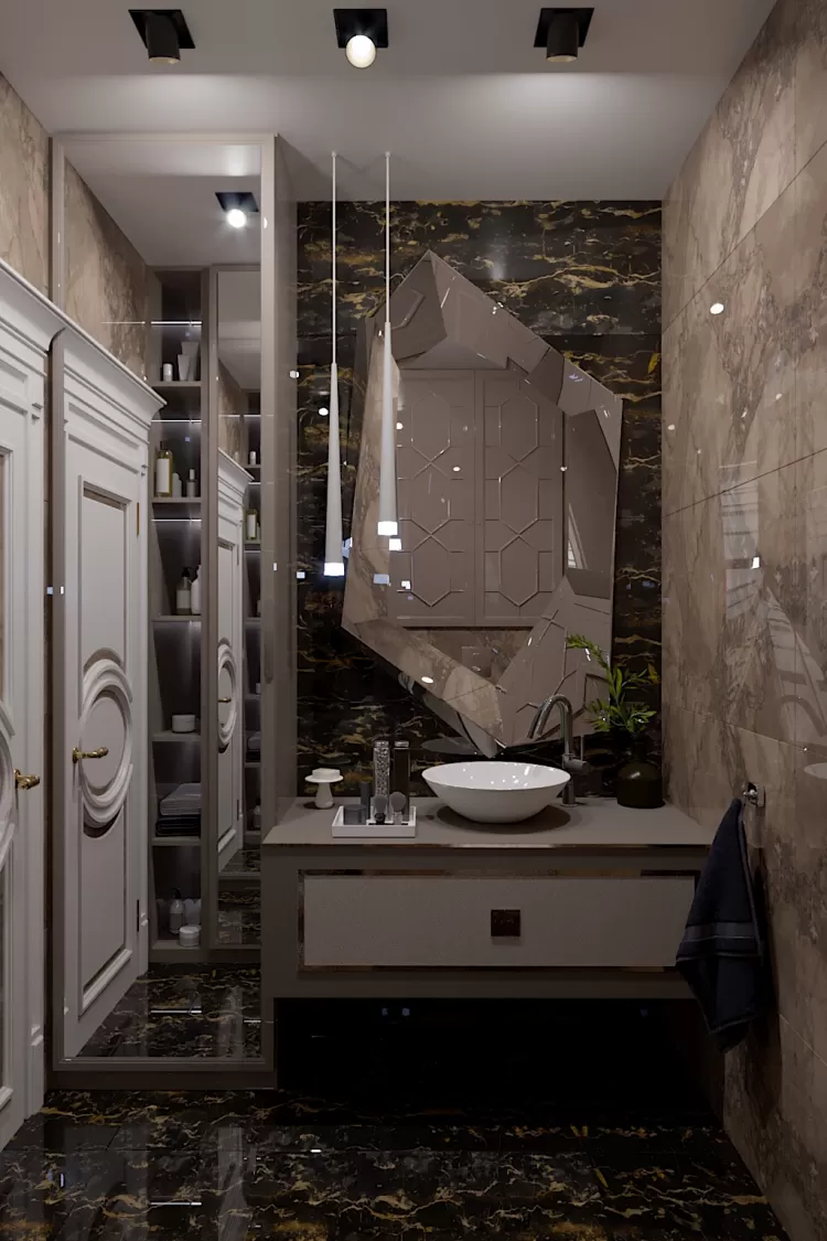 Фото интерьера: Санузел-1 – Квартира в стиле Арт-деко с элементами классики, 140  м.кв – 1569