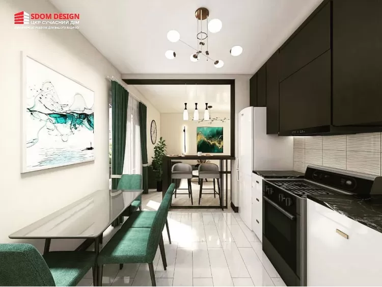 Кухня-вітальня – популярне фото дизайн-проекту № 2334