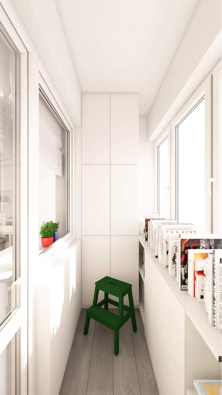 Балкон в дизайн-проекте 1- квартиры в ЖК Ричмонд, 50 м.кв — студии дизайна Studio 68-32