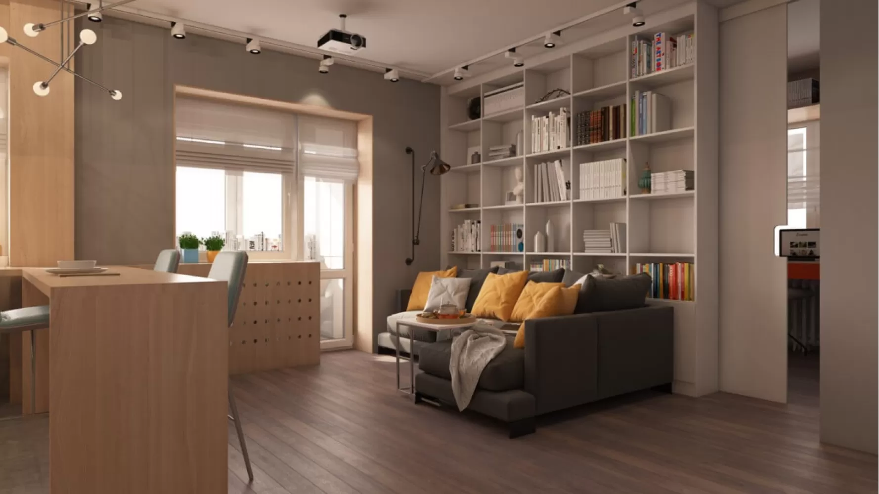 Кухня студія в дизайн-проекті 1-квартири в ЖК Річмонд, 50 м.кв — студії дизайну Studio 68-32