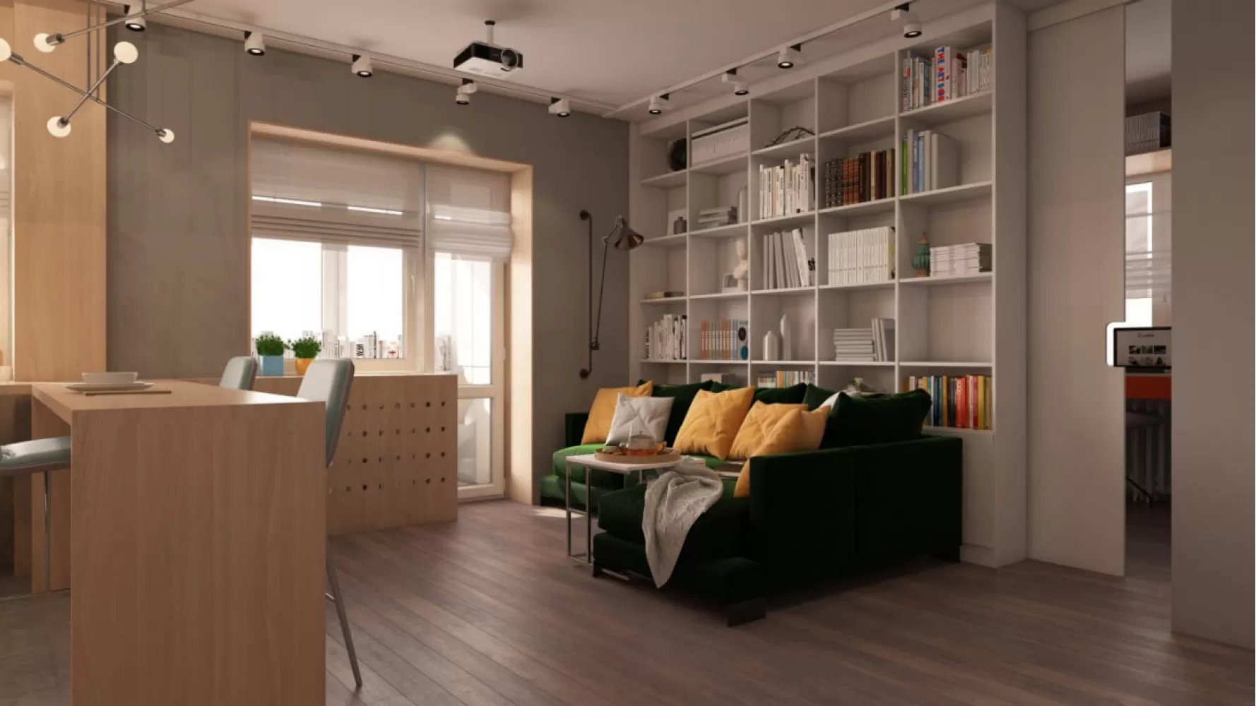 Кухня студия в дизайн-проекте 1- квартиры в ЖК Ричмонд, 50 м.кв — студии дизайна Studio 68-32