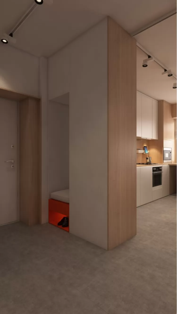 Коридор в дизайн-проекті 1-квартири в ЖК Річмонд, 50 м.кв — студії дизайну Studio 68-32