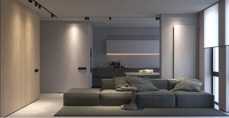 Дизайн гостиной  в серо-коричневых тонах