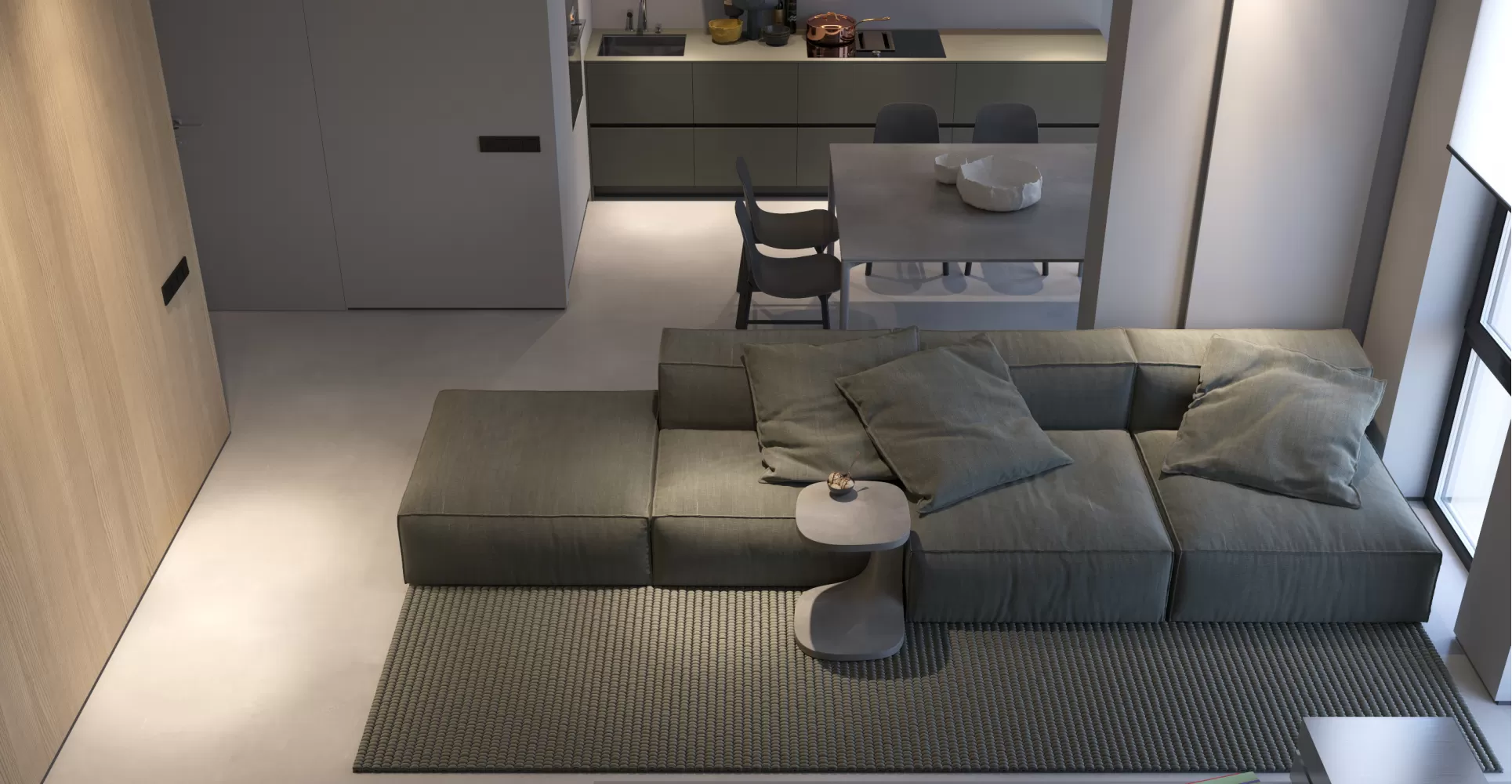 Гостиная в серо-коричневых тонах