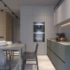 Відкрита кухня у сірих тонах