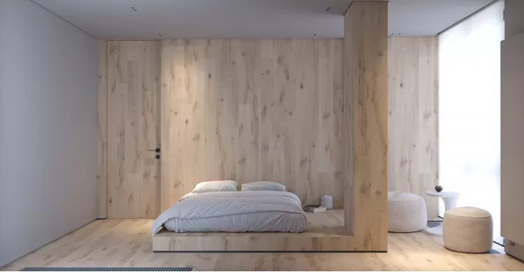 Дизайн спальні з оздобленням дерево