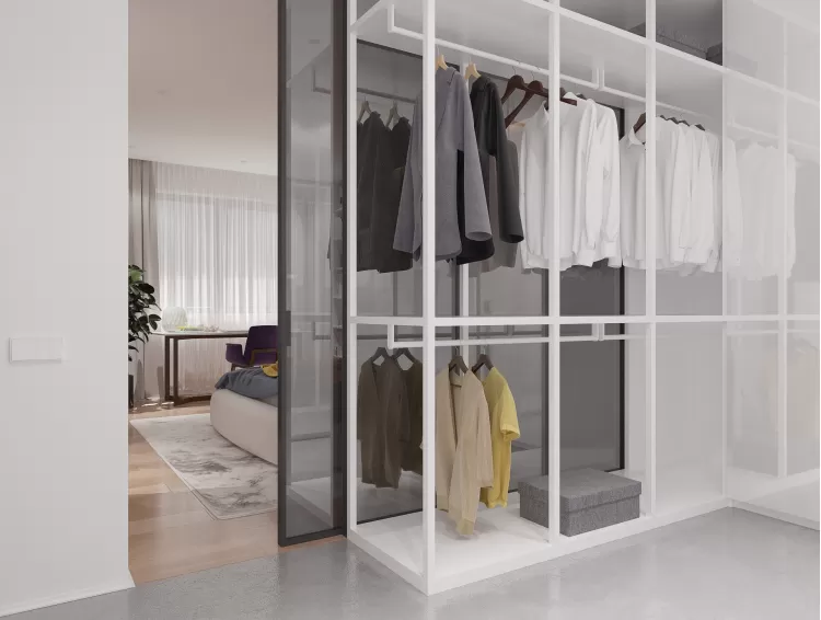 Гардеробна кімната у білому кольорі