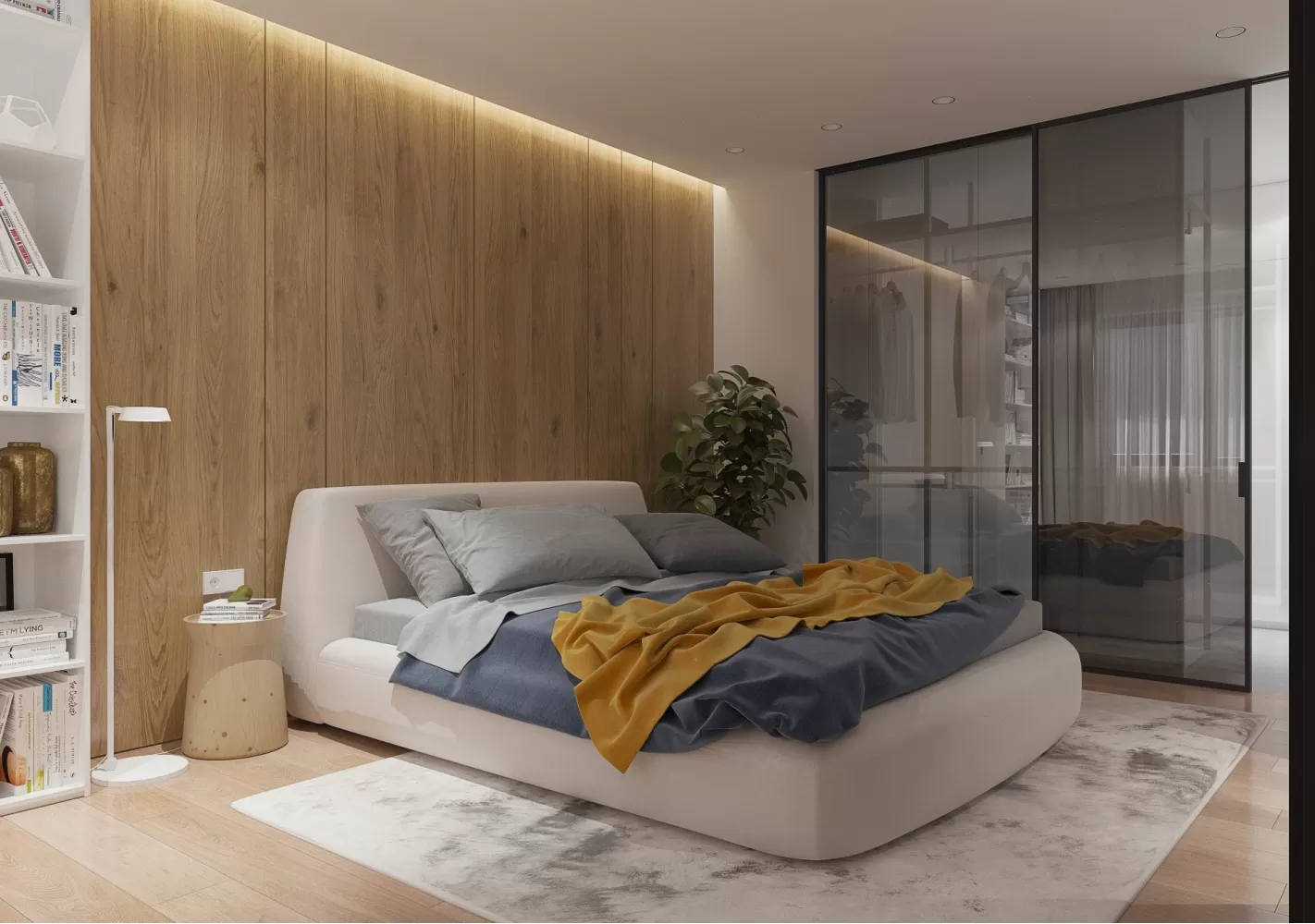 Спальня зі стіновими панелями