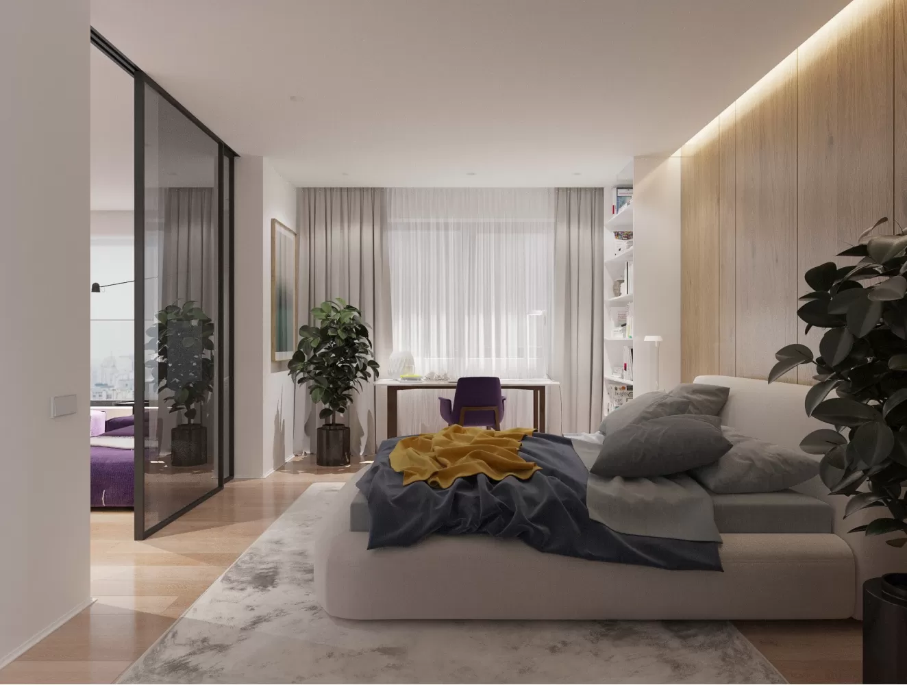 Спальня з робочою зоною біля вікна