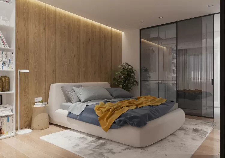 Спальня зі стіновими панелями