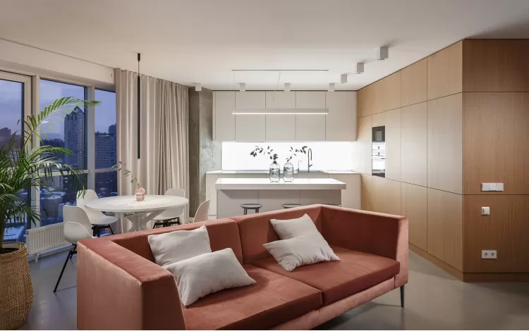 Вітальня в дизайн-проекті 3-кімнатної квартири Miracle Morning - 92м.кв. - Svoya