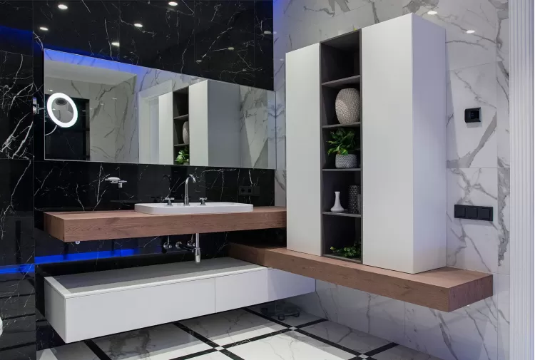 Фотография: Ванная комната в тёмных тонах - фото 16 – ARCH APARTMENT - 160м² – 197