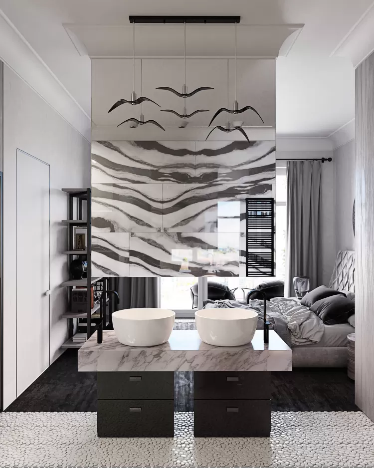 Фотография: Спальня с ванной – Дизайн-проект частного дома, 150м.кв. – 647