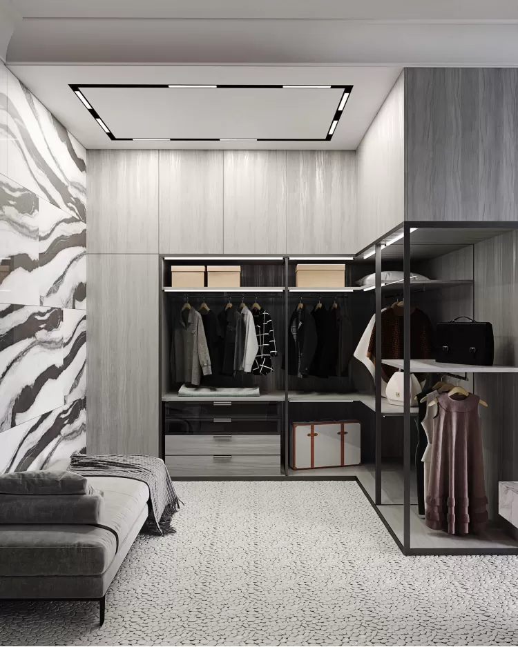 Гардеробная в дизайн-проекте частного дома, 150м.кв. — Виктория Жирякова