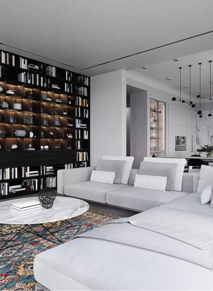 Вітальня у дизайн-проекті приватного будинку, 150м.кв. - Вікторія Жирякова