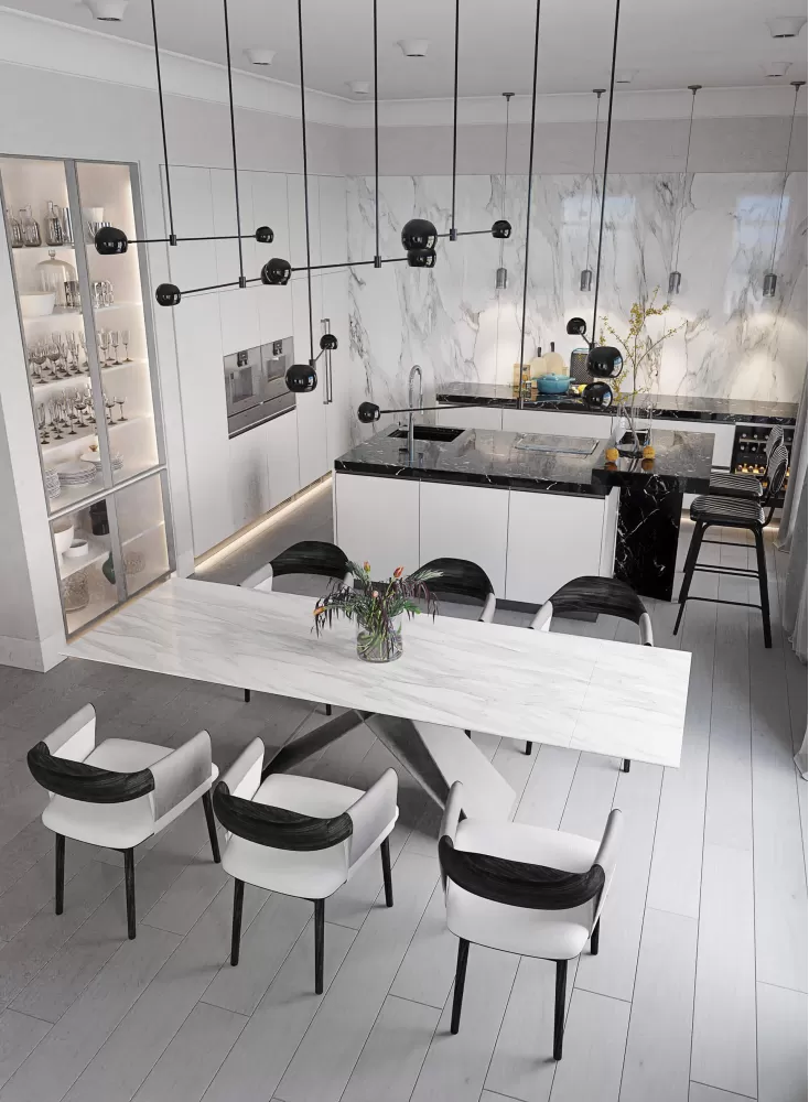 Кухня з обідньою зоною у дизайн-проекті приватного будинку, 150м.кв. - Вікторія Жирякова