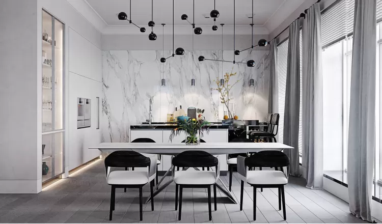 Кухня з обідньою зоною у дизайн-проекті приватного будинку, 150м.кв. - Вікторія Жирякова