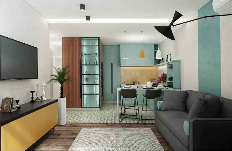 Кухня с яркими акцентами – новое фото стиля интерьера № 220