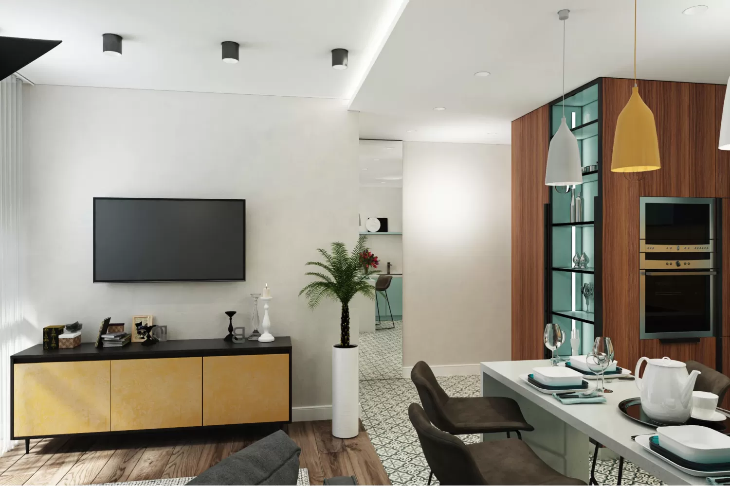 Дизайн вітальні з яскравими акцентами