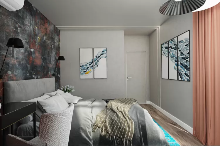 Дизайн спальной комнаты с яркими акцентами