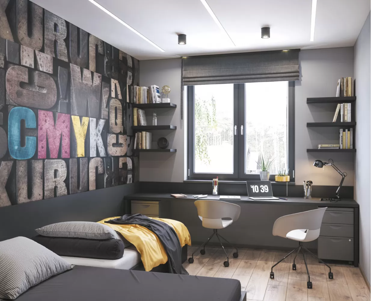 Дизайн рабочей зоны в трехкомнатной квартире 