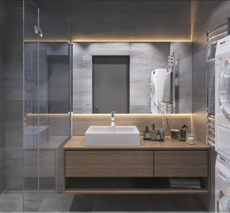 Дизайн душевой в трехкомнатной квартире 