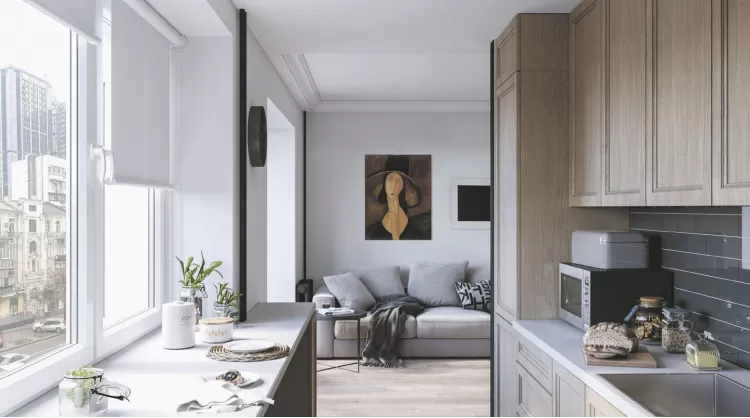 Дизайн кухні з вітальнею у квартирі