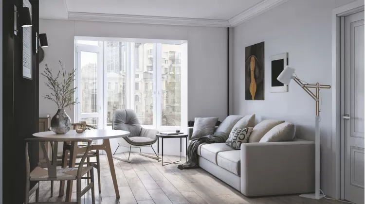 Гостиная в двухкомнатной квартире – оригинальное фото фото-идея № 131