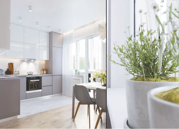 Обеденная зона  в однокомнатной квартире 