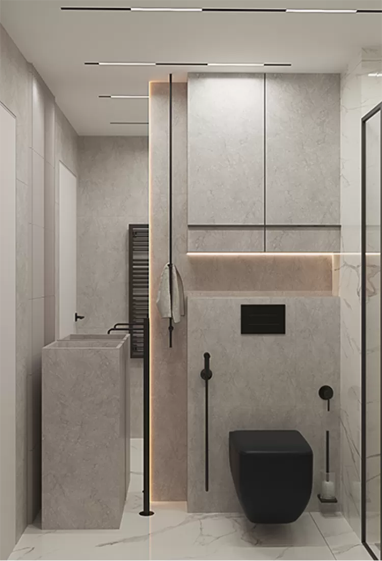 Санвузол в дизайн-проекті квартири ЖК Французький квартал, 82 м.кв - дизайнер Дар'я Гросс