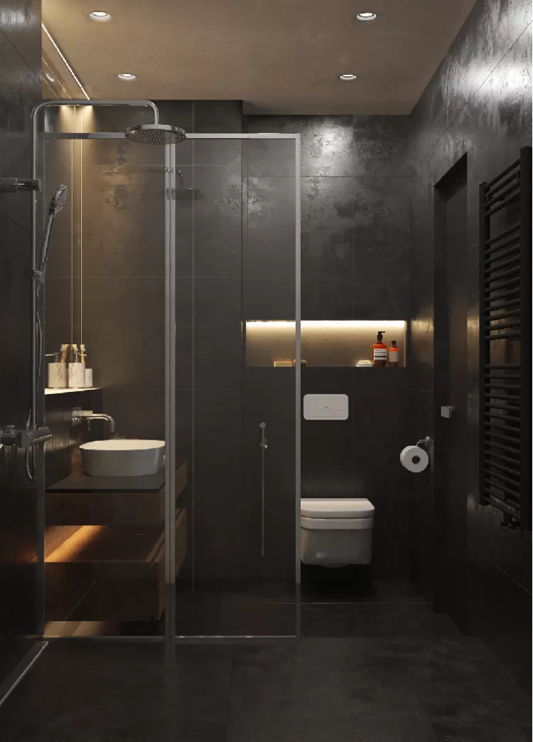 Санузел в дизайн-проекте в ЖК Французский квартал, 80м.кв — дизайнер Дарья Гросс 