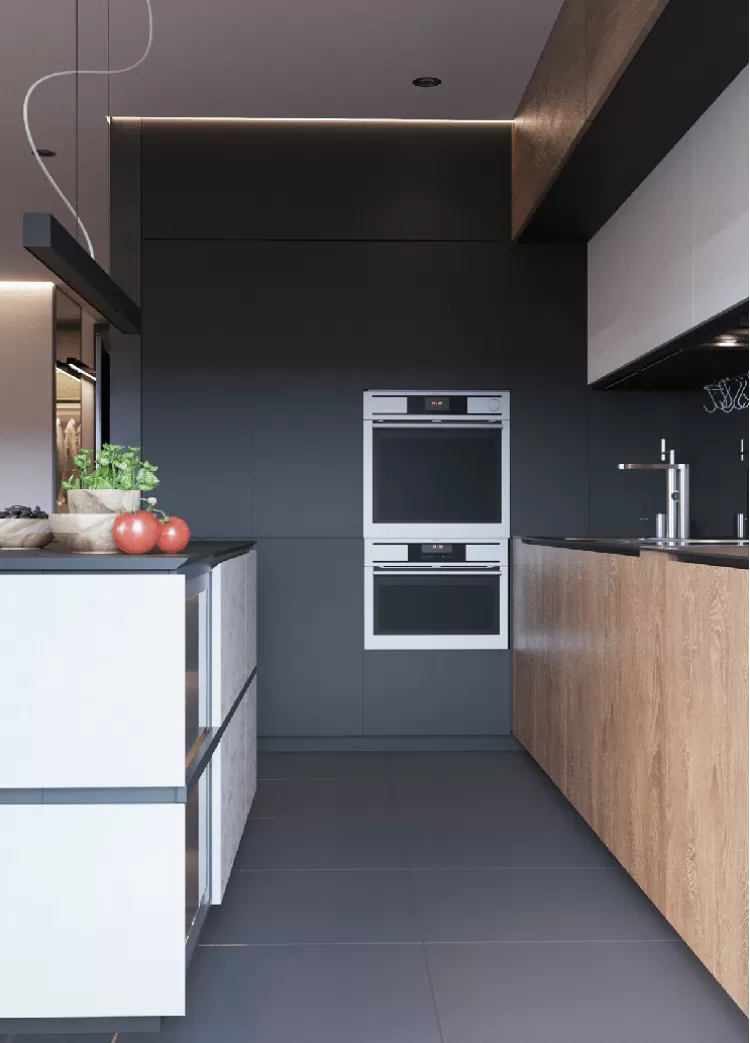 Кухня - в дизайн-проекті квартири ЖК Французький квартал, 80м.кв. - дизайнер Дар'я Гросс