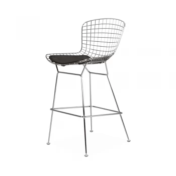 Барный стул Bertoia Bar Stool Хром (черная подушка)