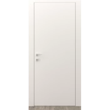 Скрытая дверь с современной металлической ручкой и скрытыми петлями – G00 грунт без алюминиевого торца