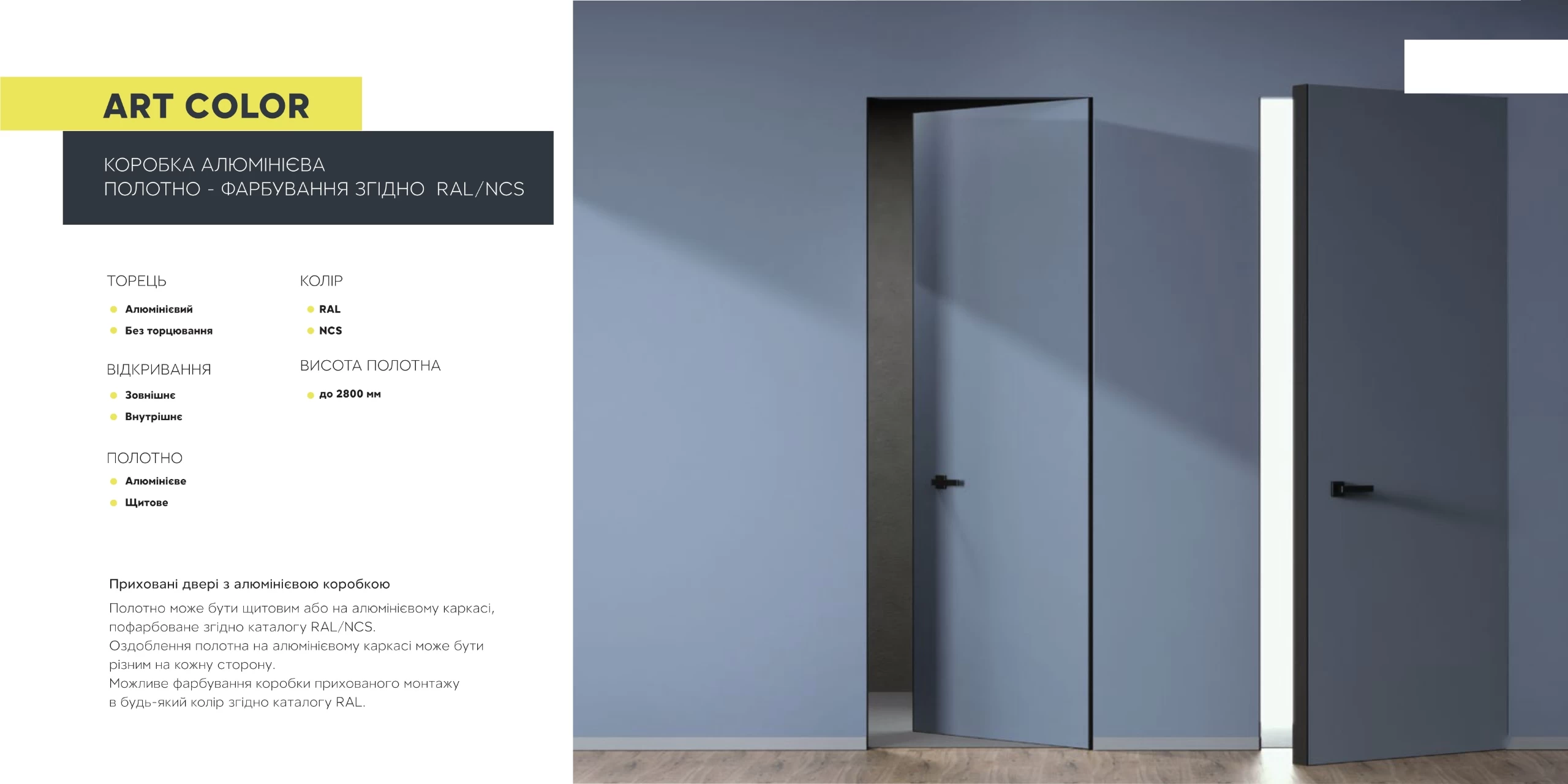 Описание крашеной двери скрытого монтажа