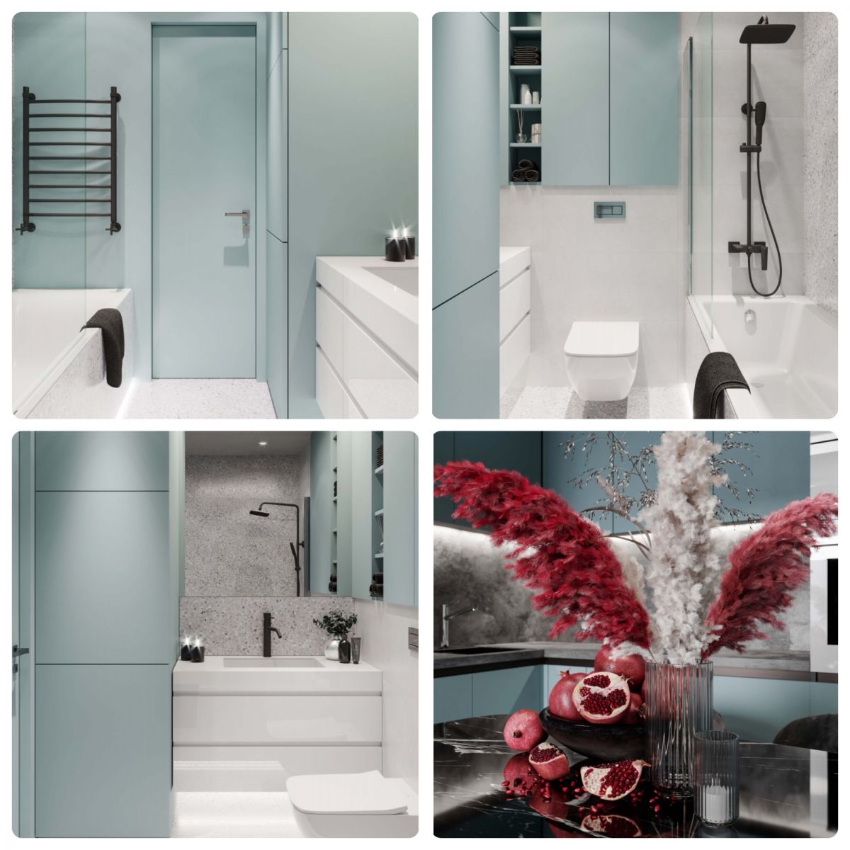 Фото: Очень приятная цветовая гамма в дизайне ванной комнаты