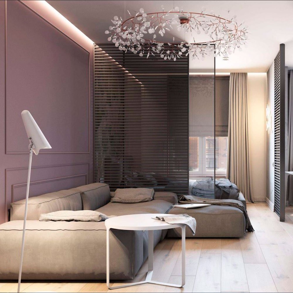 Дизайн однокомнатной квартиры 40 кв. м: фото гостиной, спальни, кухни