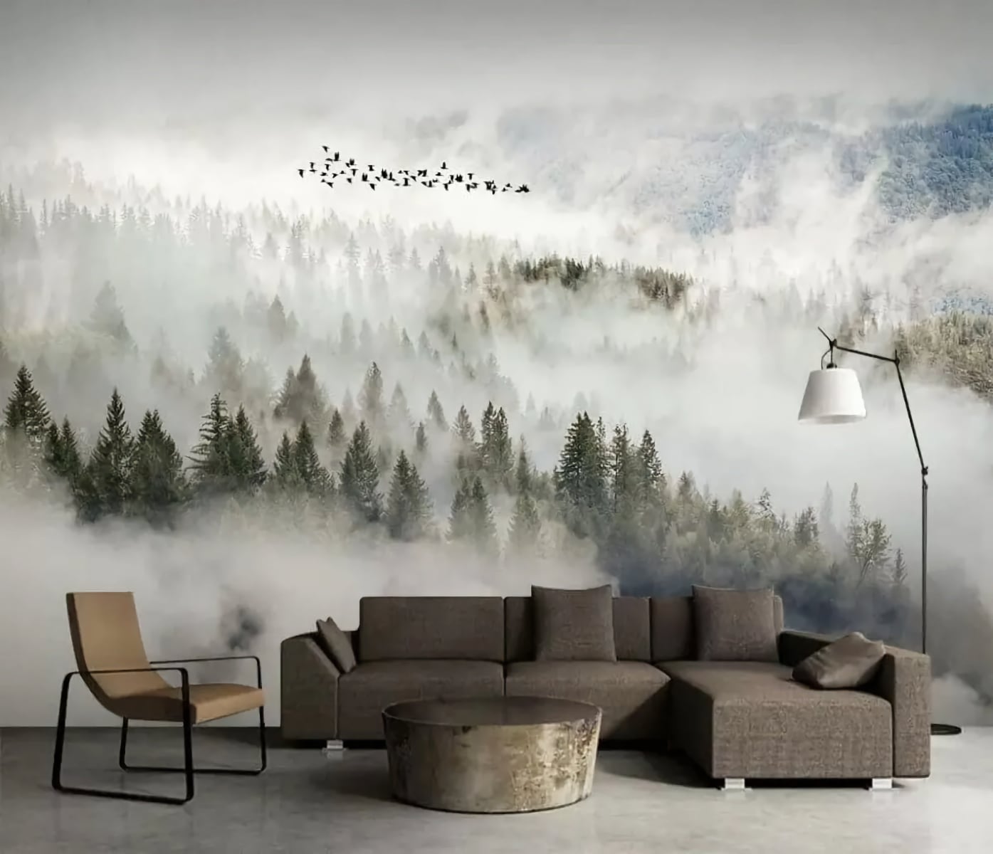 Фотошпалери туман і гори в інтерьері