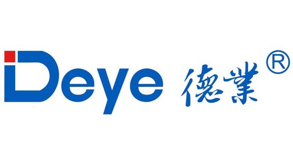 Логотип синего цвета с текстом "iDeye" на латыни и китайских символов справа. Символу "R" в круге, обозначающем зарегистрированный товарный знак, расположено в правом верхнем углу.