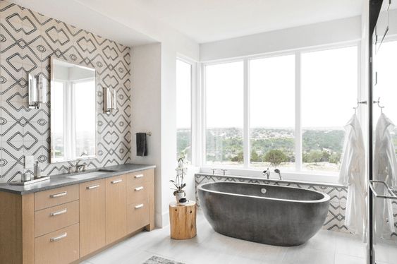 Бетонная ванна - это вечная классика минималистичного дизайна.