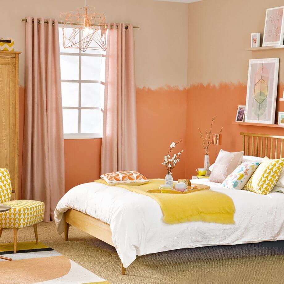оранжевая спальня дизайн фото
