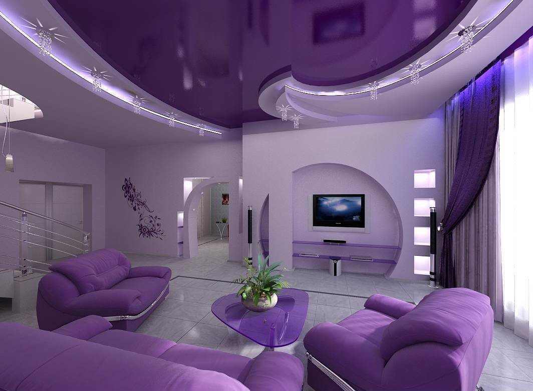 Идеальным стилем для реализации цветовой эстетики Ultra Violet является хай-тек: стильный, модерный и без тривиальных клише.