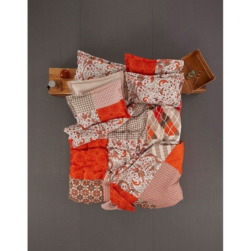 Комплект постельного белья Karaca Home - Vera оранжевый пано полуторное