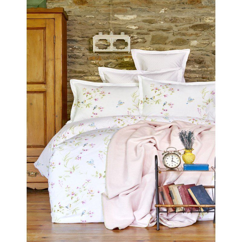Комплект постельного белья с пледом Karaca Home - Laticia pembe 2018-1 розовый евро