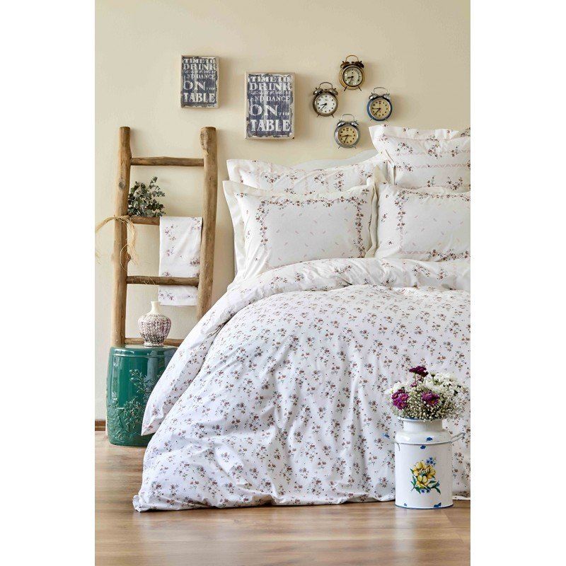 Комплект постельного белья с покрывалом пике Karaca Home - Lela somon 2018-2 лососевый евро