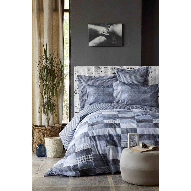 Комплект постельного белья Karaca Home - Drina indigo 2019-1 синий евро