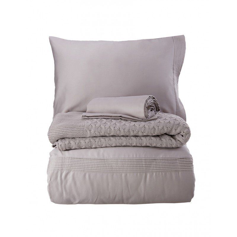 Комплект постельного белья с пледом Karaca Home - Brezza lila 2018-2 лиловый евро