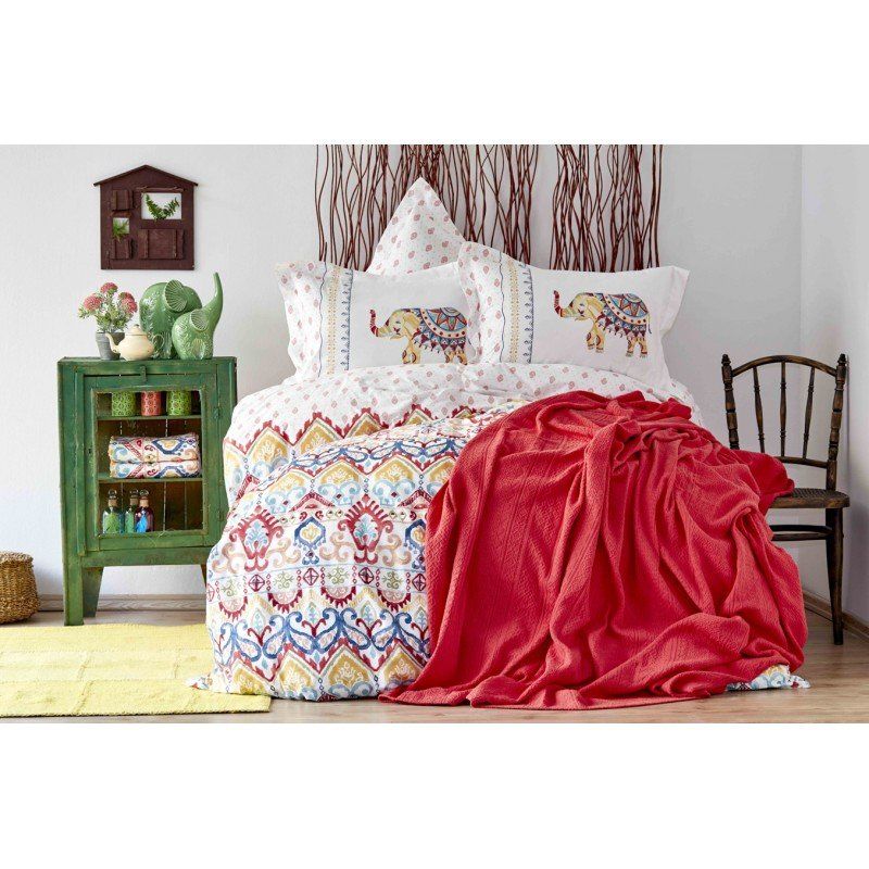 Комплект постельного белья с покрывалом пике Karaca Home - Marodisa 2018-2 pike jacquard евро